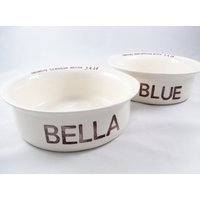 Custom Pets Bowls Set Von 2 Für Futterschale Und Wasserschale Keramik Weiße Steingut Große Oder Kleine Personalisierte Hunde - Katzengeschenk Custom Pets Bowls Set Von 2 Für Futterschale Und Wasserschale Keramik Weiße Steingut Große Oder Kleine Personalisierte Hunde - Katzengeschenk von ElyciaCamille