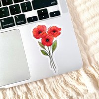 Durchsichtige Rote Mohnblumen Sticker, 9x4cm von ElyseBreanneDesign