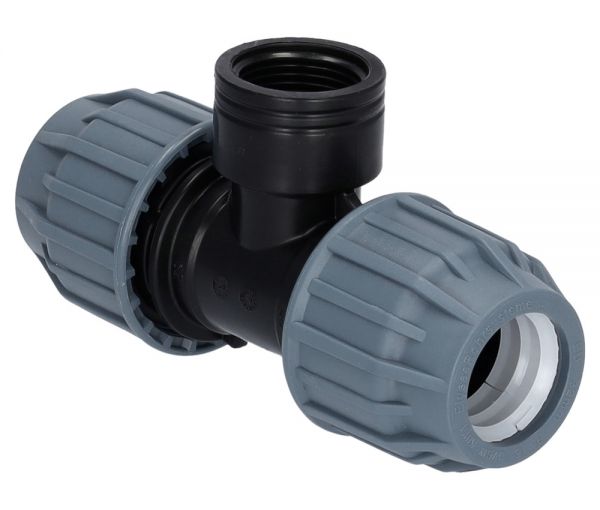 PP T-Stück 32x32mm - 1 Zoll Innengewinde - Arbeitsdruck PN16 von Elysee