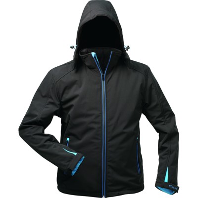 Softshelljacke mit Kapuze URANOS, schwarz/blau, Größe XXL von Elysee