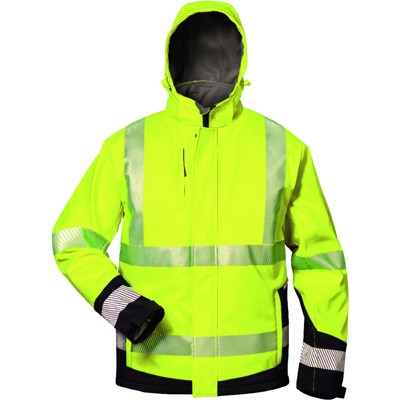 Warnschutz-Softshelljacke MELVIN, warn-gelb/schwarz, Größe L von Elysee