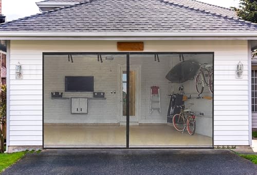 Garagentüren für 1 Auto-Garage, 2,7 x 2,1 m, Fiberglas, 1500 g, langlebig, strapazierfähig, magnetisch, Garagentor, einziehbar, freihändig mit 4 aufrollbaren Stäben für Terrasse, Werkstatt, Zuhause von Elytsemoh