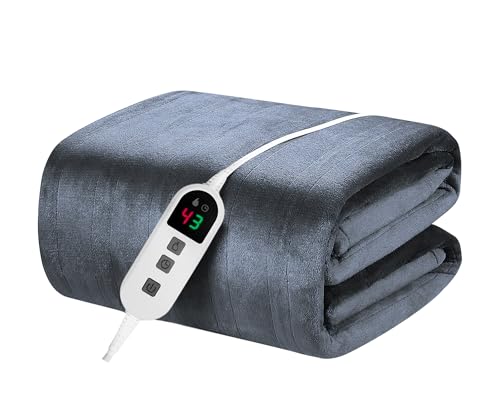 Elytsemoh heizdecke mit abschaltautomatik mit 10 Heizstufen, bis zu 9 Stunden Auto-Off-Timer, Flanell 160 x 130 cm, maschinenwaschbar, Überhitzungsschutz, wärmedecke für Schlafsofa, Büro von Elytsemoh