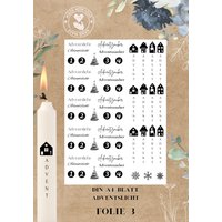 Kerzen - Tattoofolie Adventslicht Advent Din A4 | Kerzen Wasserschiebefolie Kerzenfolie Adventszahlen Kerzensticker von Elzini