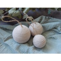 Makramee Weihnachtskugel 3Er Set Kugel Weihnachten Dekoration Advent Christbaum Christbaumkugel Weihnachtsbaum Deko Christbaumschmuck Boho von EmLiHandgemacht