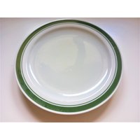 Colditz Ddr Teller - Ostdeutschland Frühstücksteller Weißer Mit Grünen Streifen Kuchenteller von EmaKaca
