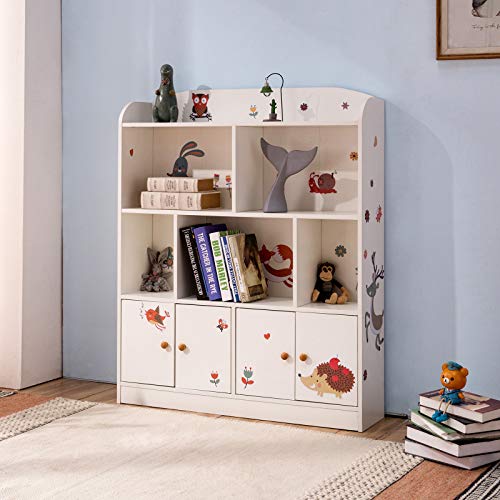 Emall Life Kinder-Bücherregal und Aufbewahrung, Kinder-Bücherregal, für Bücher, Spielzeug, Organizer für Jungen und Mädchen 98 * 24 * 119.5cm (Weiß) von Emall Life