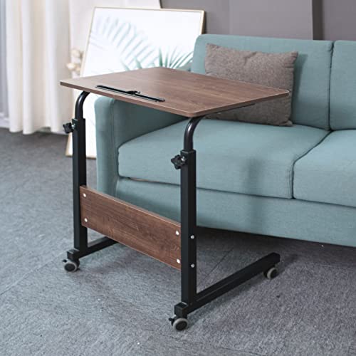 Emall Life Tabletttisch, Verstellbarer Sofa/Bett-Beistelltisch, tragbarer Schreibtisch mit Rollen, Überbetttisch, Laptopwagen mit Halterschlitz (Eiche, 60 x 40 cm) von Emall Life