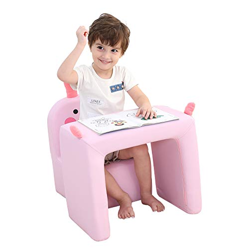 Multifunktional Kinder Sessel, Mode Life Kids Set Stuhl und Tisch/Hocker mit Funny Smile Face für Jungen und Mädchen (Rosafarbenes Kaninchen) von Emall Life
