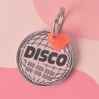 Disko Funkelnder Haustier-Id, Tanzende Disco-Kugel Personalisierter Reflektierender Spiegel-Haustieranhänger von EmandMeStudio
