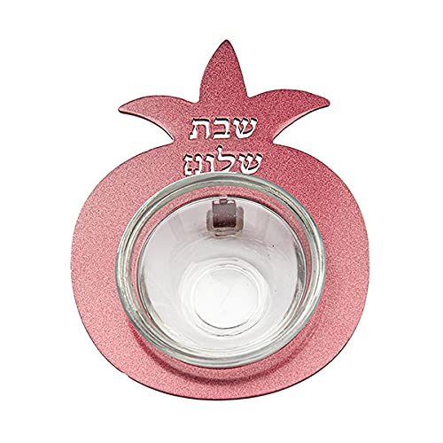 Yair Emanuel Glas-Servierschale für Shabbat und Rosh Hashanah – Metall-Granatapfelständer (Rot HDC-4B) von Emanuel