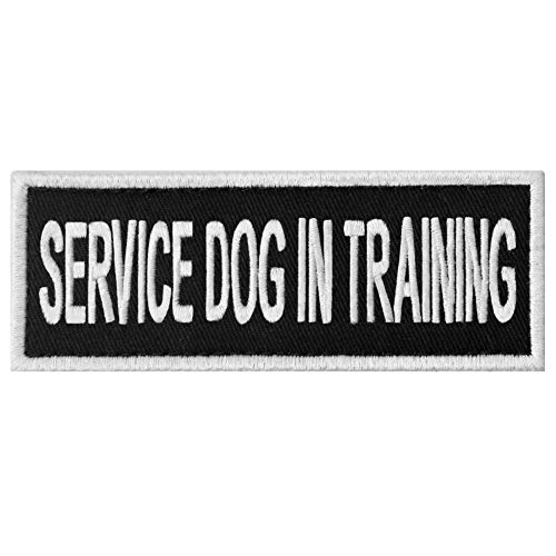 Warnschild für Hunde/Geschirre, bestickter Verschluss, Haken und Schlaufe SERVICE DOG IN TRAINING von EmbTao