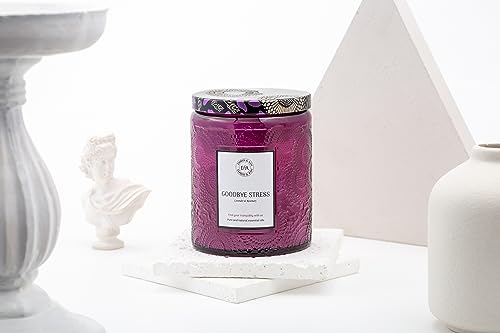 Premium Duftkerze im Glas|Entspannende Düfte für ein Wellnesserlebnis zu Hause|bis zu 50h Brenndauer|Premium Kerze im Glas|Natürliches Soja-Bienenwachs|(Black Berry Lilac, Lavender & Rosemary) von Ember & Ash