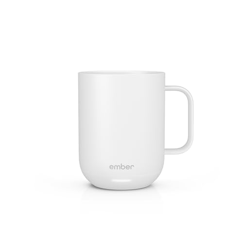 Ember Smart Mug 2 mit Temperatureinstellung – 295 ml, per App steuerbar, wiederaufladbarer, aufheizbarer Kaffeebecher mit Intelligent LED Display, 1,5-Stunden-Akku und verbessertes Design, Weiß von Ember