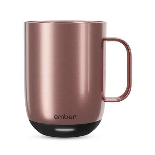Ember Smart Mug 2 mit Temperatureinstellung – 295 ml, per App steuerbar, wiederaufladbarer, aufheizbarer Kaffeebecher mit Intelligent LED Display, 1,5-Stunden-Akku und verbessertes Design, Roségold von Ember