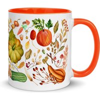 Cottagecore Becher, Kürbis Kaffeebecher, Goldene Ernte Herbst Blätter Zweifarbige Orange 11 Oz Kaffeetasse von EmberLightShop