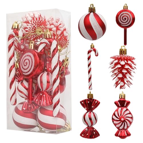 13 Stück Weihnachtskugeln Kunststoff Set,Weihnachtsbaumkugeln Weihnachtskugel Ornament Set Weihnachtsbaum Hängedekoration,Weihnachtskugel Dekoration für Weihnachtsbaum Dekorationen (Rot) von Embhlitfe