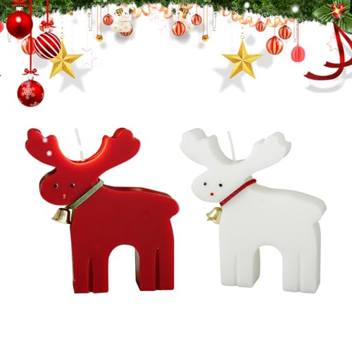 2 Stück Weihnachten Elch Duftkerze Weihnachten Thema Kerze Elch Figuren Ornamente Cute Styles Duftkerze für Entspannung Party Urlaub Neujahr Geschenk Stick Halter Dekoration von Embhlitfe