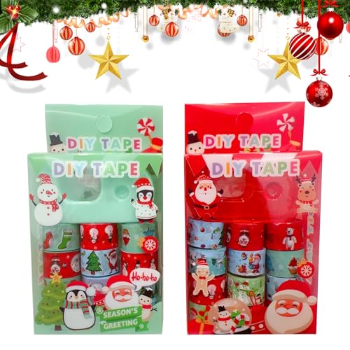 24 Rollen Weihnachten Washi Tape Set,Cartoon Mini Weihnachts Washi Tape Winter Washi Tape,3 m Weihnachtsklebeband Selbstklebendes Papieraufkleber für DIY Bastelarbeiten Scrapbook Verpackungen von Embhlitfe