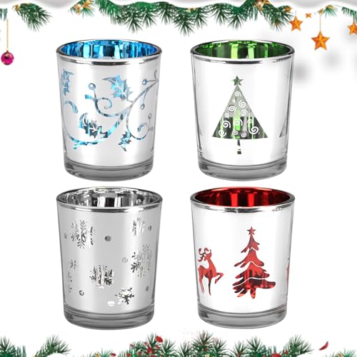 4 Stück Weihnachten Glas Kerzenhalter Glas Teelicht Kerzenhalter Votivkerzenhalter Elegante Teelichthalter für Tisch Haus Weihnachten Tafelaufsätze Wohnzimmer Dekoration 4 Stück Weihnachten Glas Kerzenhalter Glas Teelicht Kerzenhalter Votivkerzenhalter Elegante Teelichthalter für Tisch Haus Weihnachten Tafelaufsätze Wohnzimmer Dekoration von Embhlitfe