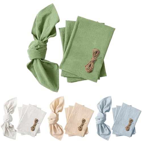 6 Stück Stoffservietten Waschbare Tischservietten Servietten Stoff 45x45 cm Weich Hochwertige Wiederverwendbare Leinen Servietten für Partys Weihnachten Thanksgiving Hochzeite Restaurant (Grün) von Embhlitfe