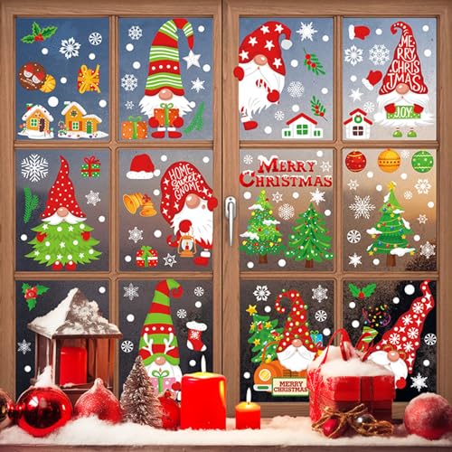 9 Blatt Weihnachten Fensteraufkleber Selbstklebend Weihnachtsfensterbilder 136 Stück Doppelseitige Statisch Haftende PVC Aufkleber Wiederverwendbar Weihnachtsdeko Fenster von Embhlitfe