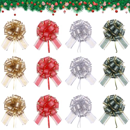 Embhlitfe 12 Stück Geschenkschleife Groß Christmas Larger Bow Geschenkbänder Valentinstag Beichte Dekoration Schleife Schultüte für Auto Dekor Hochzeit New Houses Party Feier Geschenkschleife Tüten von Embhlitfe