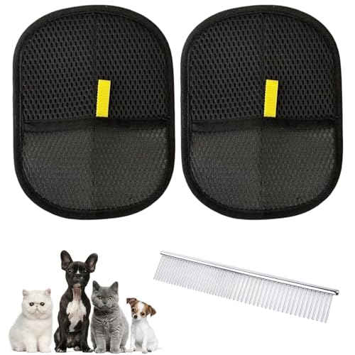 Embhlitfe 2 x Katzenpflegehandschuh und 1 Kamm, statische Entfernungshandschuhe, Tierhaare, doppelseitige Hundewaschhandschuhe, vielseitiges Handschuh- und Bürsten-Set zur Entfernung von Tierhaaren Embhlitfe 2 x Katzenpflegehandschuh und 1 Kamm, statische Entfernungshandschuhe, Tierhaare, doppelseitige Hundewaschhandschuhe, vielseitiges Handschuh- und Bürsten-Set zur Entfernung von Tierhaaren von Embhlitfe