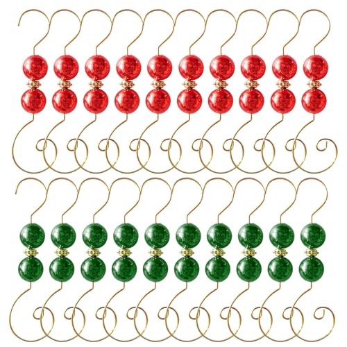 Embhlitfe 20 Stück Weihnachtsschmuck Haken,Weihnachtsbaum Haken Weihnachtsbaum Haken Ornament Weihnachtskugelhaken mit Runder Kristallperle,Weihnachtsbaumkugelhaken für Weihnachtsbaumdekoration von Embhlitfe