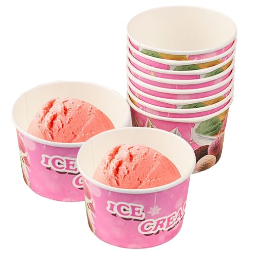 Embhlitfe 24 Stück Eisbecher Pappe,240 ml Hawaii Party Eisbecher Papier Eisschalen Einweg Sommer Dessertbecher,Papier Dessertschalen für Eiscreme Desserts Joghurt Obst (Mehrfarbig) von Embhlitfe