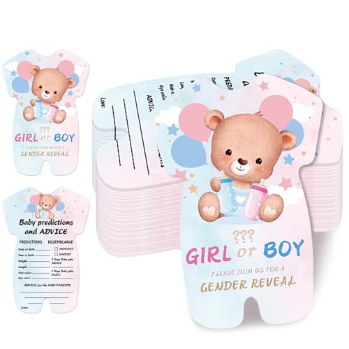 Embhlitfe 30 Stück Baby-Vorhersagekarten, Vorhersagekarten, Babyparty-Spiele, Ratschläge, Babyparty-Geschenkkarten für frischgebackene Eltern, Geschlechtsoffenbarung, Babyparty-Dekorationen von Embhlitfe