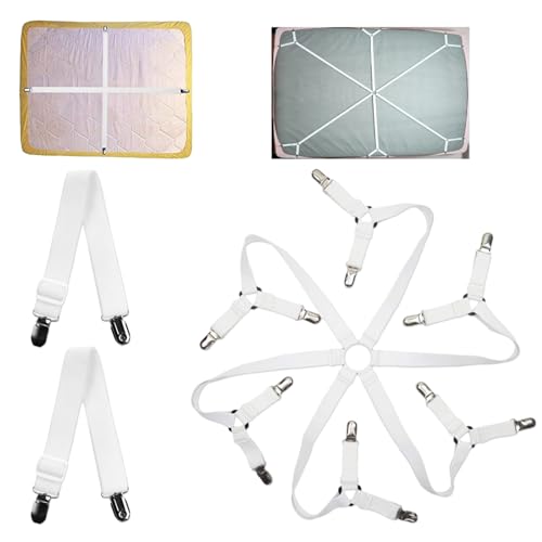 Embhlitfe 3Pcs Kreuz und gerade Bettlakenspanner Verstellbar 70-280 cm, Bettlaken Greifer und Matratze Riemen mit 6 Weg Kreuz und elastische Bänder Bettlaken Halter Strumpfhalter Fasteners Embhlitfe 3Pcs Kreuz und gerade Bettlakenspanner Verstellbar 70-280 cm, Bettlaken Greifer und Matratze Riemen mit 6 Weg Kreuz und elastische Bänder Bettlaken Halter Strumpfhalter Fasteners von Embhlitfe