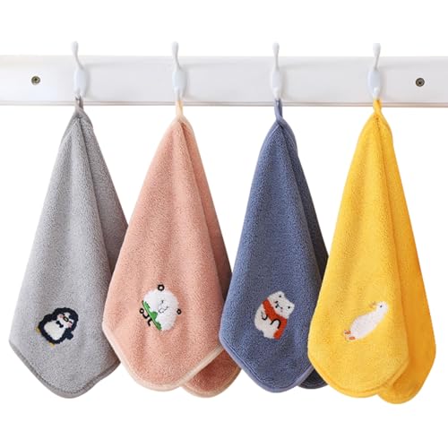 Embhlitfe 4 Stück Kinder Waschlappen, Kinder Handtücher, Babygesichtswaschhandtücher, Mehrfarbige Handtücher für Handgesichtsdusche, 25 x 50 cm von Embhlitfe