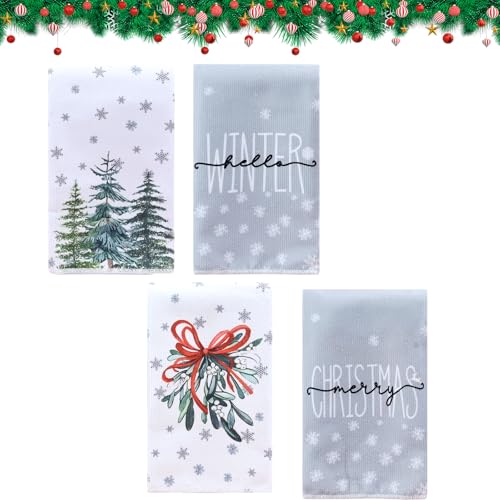 Embhlitfe 4 Stück Weihnachtshandtuch Geschirrtücher Mikrofaser 40 x 48 cm Super Weich und Saugfähig Trockentücher Küche für alle Arten von Küchen von Embhlitfe