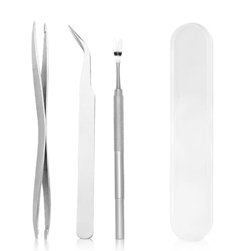 Embhlitfe Edelstahl Zeckenentferner Werkzeug Set - 3-teiliges Zeckenentfernungsset für Hunde, Katzen, Haustiere & Menschen mit tragbarer Aufbewahrungsbox von Embhlitfe