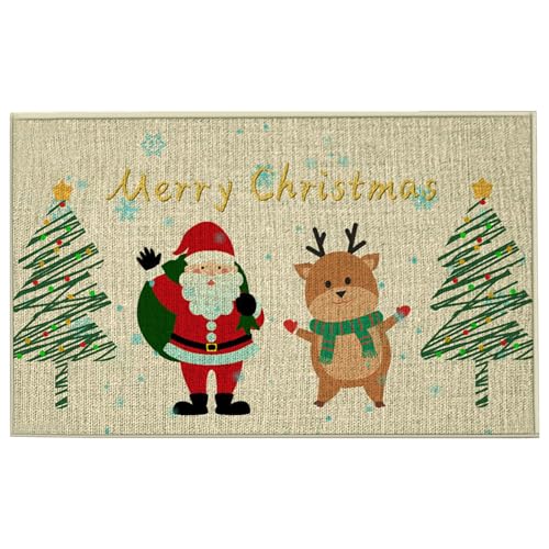 Embhlitfe Weihnachts Fußmatte,Weihnachts Badezimmermatte rutschfeste,Weihnachts Willkommens Bodenmatte,Weihnachtsteppich Weihnachts Innen Fußmatte für Weihnachtsdekoration,40 x 60 cm (MehrfarbigC) von Embhlitfe