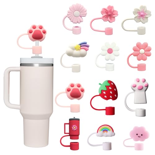 Embhlitfe12 Stück Staubdichte Silikonmaterial Strohhalm Zubehör für Stanley Cup, 10 mm wiederverwendbare Strohhalme Abdeckung,Silikonhülle Zubehörset Strohdeckel, Cups nicht enthalten Embhlitfe12 Stück Staubdichte Silikonmaterial Strohhalm Zubehör für Stanley Cup, 10 mm wiederverwendbare Strohhalme Abdeckung,Silikonhülle Zubehörset Strohdeckel, Cups nicht enthalten von Embhlitfe