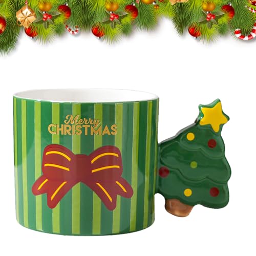 Weihnachts-Kaffeebecher 330ml Weihnachts-Keramik-Becher Xmas Becher Lovely Keramik-Tee-Tassen mit Griff für Kaffee Milch Tee Saft Büro Frauen Männer Kinder (Weihnachtsbaum) von Embhlitfe
