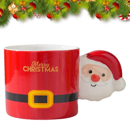 Weihnachts-Kaffeebecher 330ml Weihnachts-Keramik-Becher Xmas Becher Lovely Keramik-Tee-Tassen mit Griff für Kaffee Milch Tee Saft Büro Frauen Männer Kinder (Weihnachtsmann) von Embhlitfe