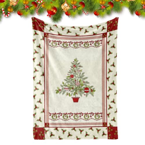 Weihnachtsüberwurf,Weihnachtsdecke Weihnachtsfleece Überwurfdecke Weihnachtsfleecedecke,Weihnachtsplüsch Überwurfdecke für Couch Sofa Bett Weihnachtsfeier Geschenk Geburtstagsgeschenk (Weiß) von Embhlitfe