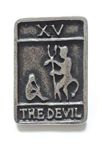 Der Teufel tarrot Karte handgefertigt aus Englisch Zinn Anstecknadel + 59 mm Badge + Geschenk Tüte von Emblems-Gifts