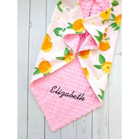 Orange Baby Decke Personalisiert Mädchen Obstdecke Neugeborenen Shower Geschenk Name Handmade von EmblifeDesign