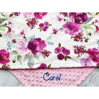 Personalisierte Baby Mädchen Decke Floral Babydecke Neugeborenen Mädchen Geschenk Benutzerdefinierte Lovey Rosa von EmblifeDesign