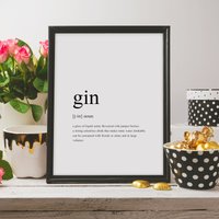 Gin Definition Druck | Geschenk Für Gin-Liebhaber Kunst Küche Hausbar Dekor Humorvolles Typografie-Poster Ohne Rahmen von EmbracingRainbows
