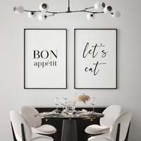 Guten Appetit, Let's Eat | 2Er Set Drucke Esszimmer Wandkunst Küche Dekor Typografie Poster Ohne Rahmen von EmbracingRainbows