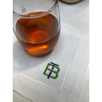 12 Monogrammierte Cocktailservietten - Eisgekühlte Getränkeuntersetzer Personalisiertes Geschenk Hochzeit Brautparty von EmbroiderybyLinda