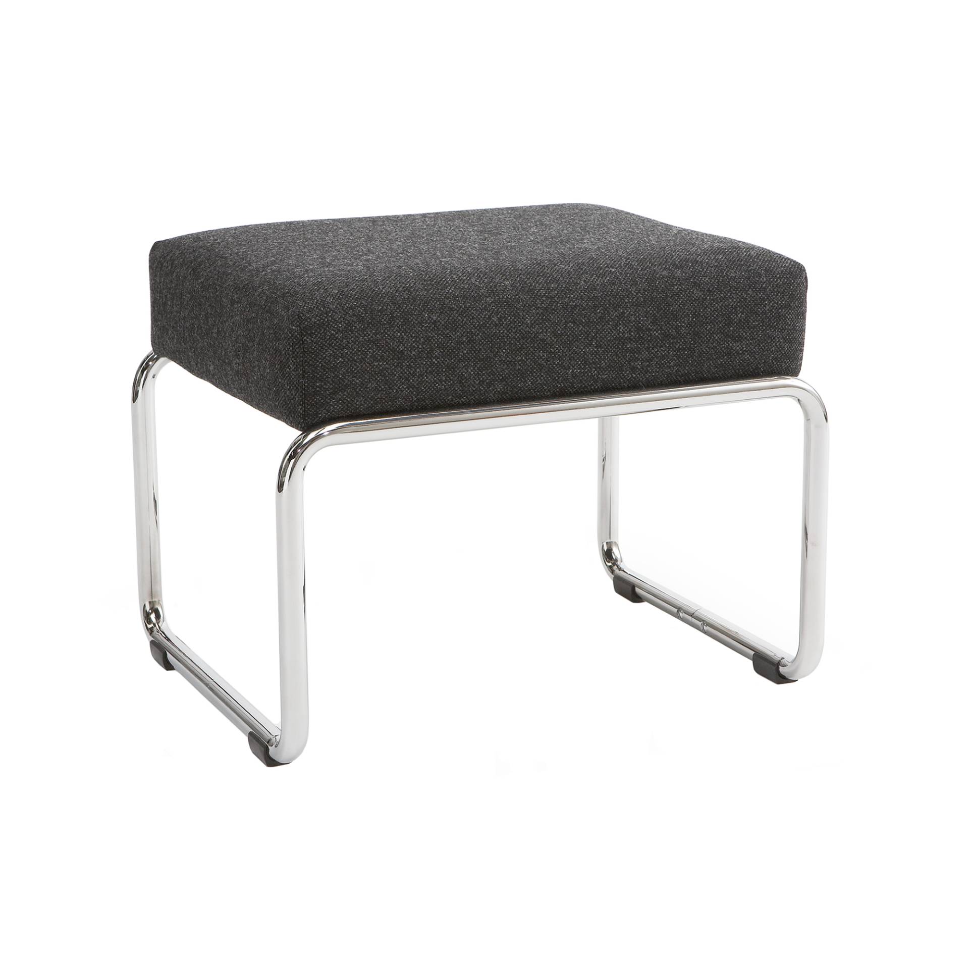 Embru - Moser Modell 1552 Hocker - anthrazit 180/Kvadrat Hallingdal 65/LxBxH 58x45x42cm/Gestell verchromt/mit Schalengleiter PVC schwarz von Embru