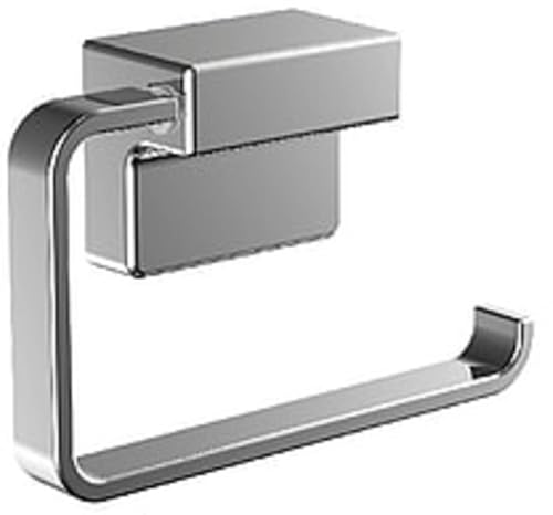 EMCO Cue Papierhalter ohne Deckel, markant geformter Toilettenpapierhalter zum Kleben oder Schrauben, hochwertiger Klorollenhalter aus Metall, chromfarben, Chrom von Emco