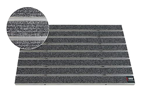 EMCO Eingangsmatte DIPLOMAT Large Rips hellgrau 12mm Fußmatte Schmutzfangmatte Fußabtreter Antirutschmatte, Größe:590 x 390 mm von Emco