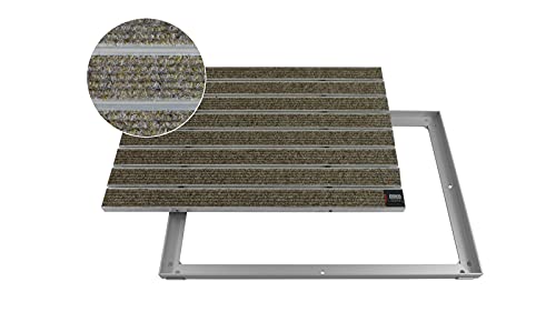 EMCO Eingangsmatte DIPLOMAT Large Rips sand 12mm + ALU Rahmen Fußmatte Schmutzfangmatte Fußabtreter Antirutschmatte, Größe:1000 x 500 mm von Emco